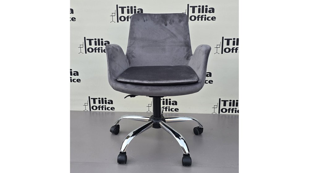 Maki Çalışma ve Çocuk Koltuğu Krom Yonca Ayak Koyu Gri